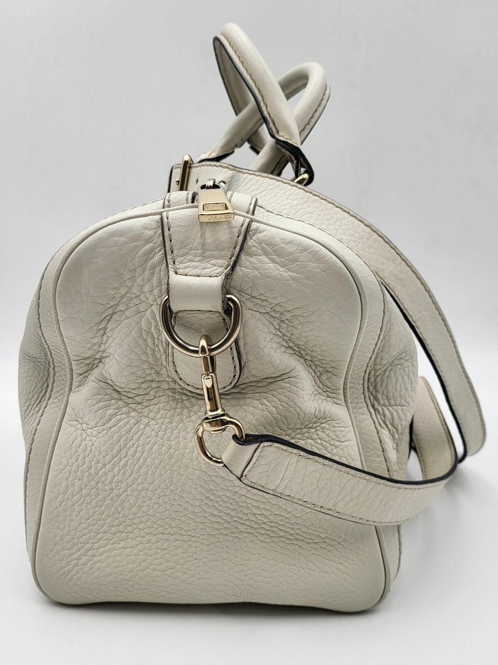 GUCCI White Lambskin Leather Web Stripe Medium Joy Boston 30,, Authentic w/COA. - Picture 4 of 16